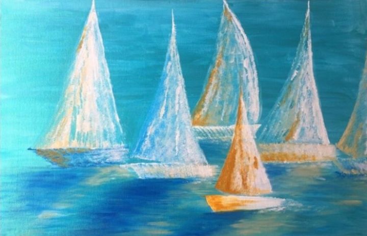 Peinture intitulée "La Vallée Des Voiles" par Venuldii, Œuvre d'art originale, Acrylique Monté sur Carton