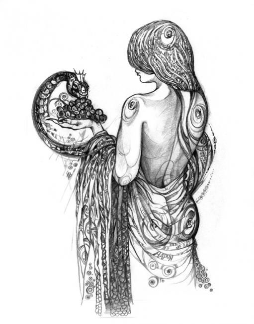 图画 标题为“Девушка со змеёй” 由Игорь Венюков, 原创艺术品