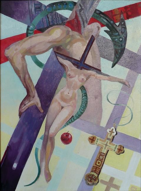 Painting titled "Адам и Ева" by Igor Veniukov, Original Artwork