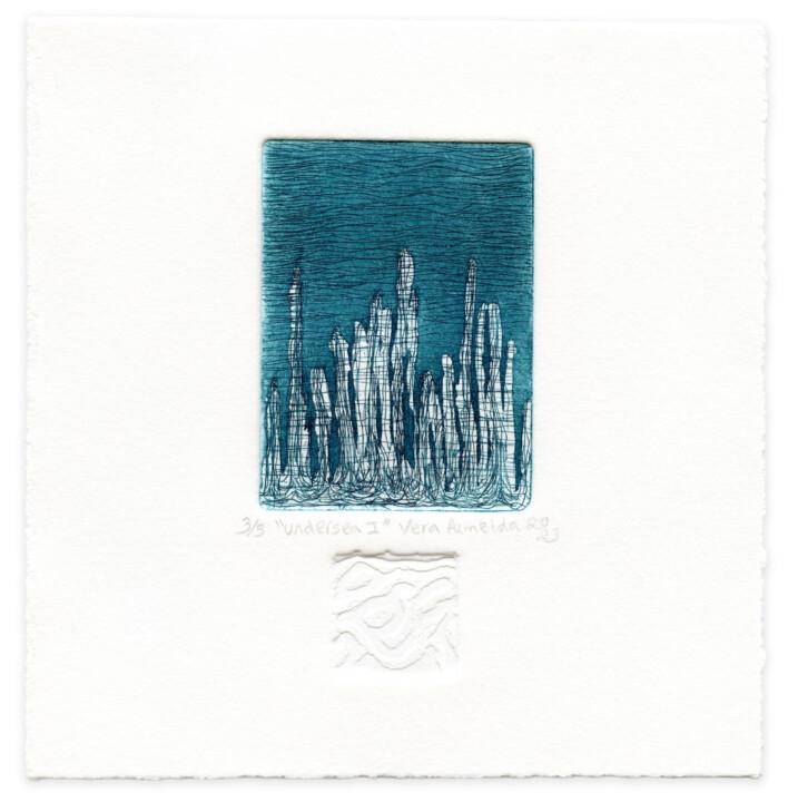 Printmaking titled "Undersea I, corals" by Vera Almeida, Original Artwork, Etching