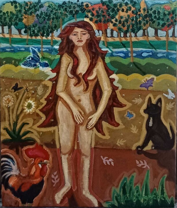 Painting titled "Ivone da Mata" by Vera Borges, Original Artwork, Acrylic Mounted on Wood Stretcher frame