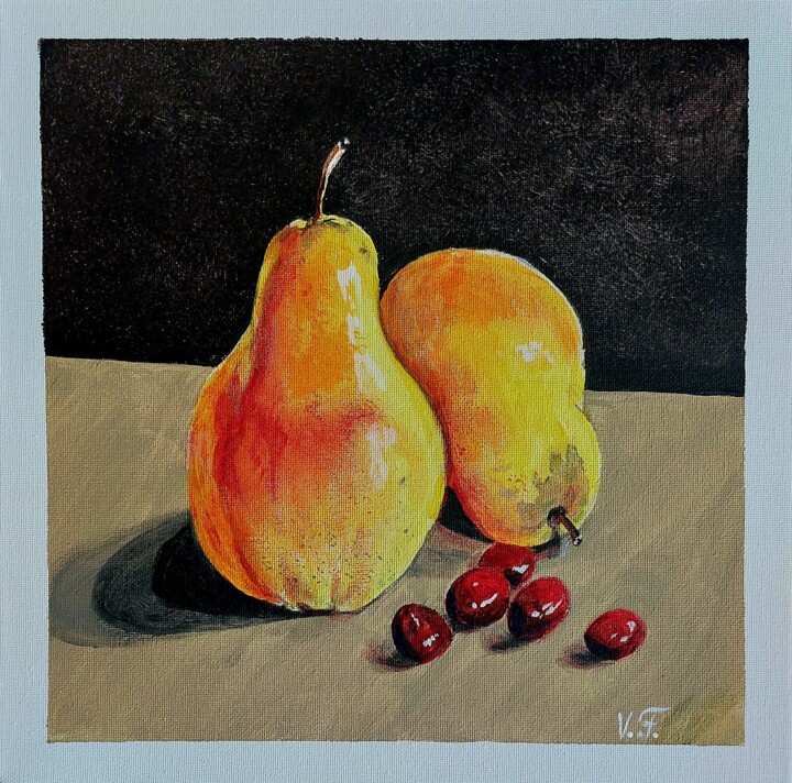 Pintura titulada "Груши и ягоды" por Vera Filatova, Obra de arte original, Acrílico