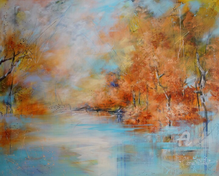 Painting titled ""Calm Reflections:…" by Vera Hoi, Original Artwork, Acrylic