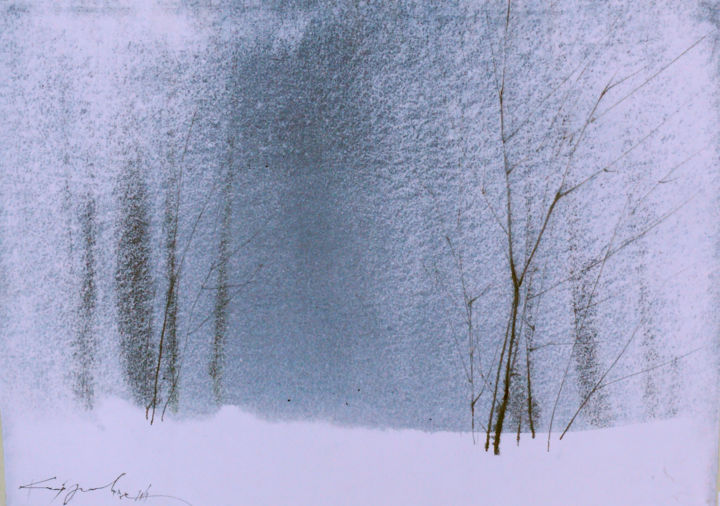 Painting titled "winter" by Vera Kauzanovich, Original Artwork, Watercolor
