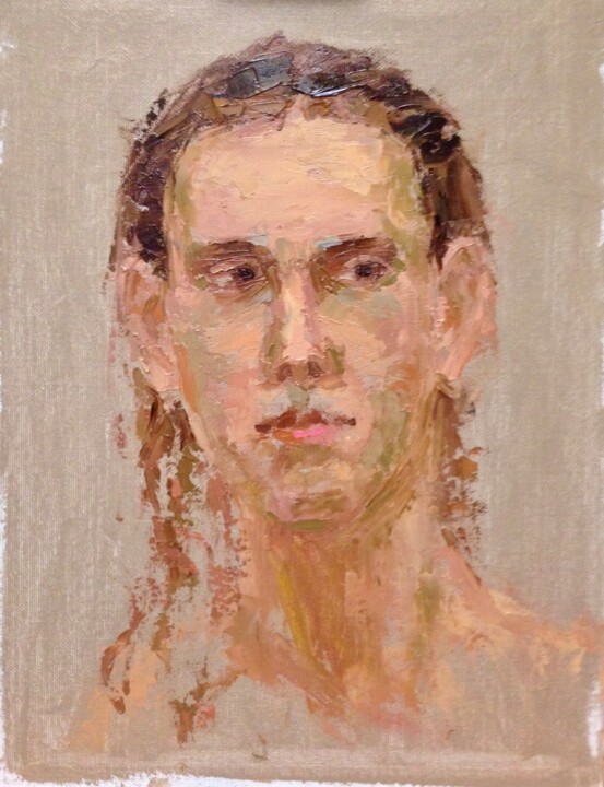 Painting titled "YOUNG MAN" by Vera Klimova, Original Artwork, Oil
