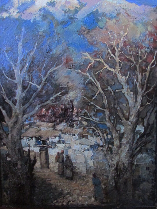 Painting titled "Evening" by Vera Nechaeva, Original Artwork, Oil