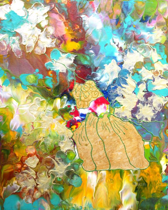 Картина под названием "Flowers of Harmony 2" - Vera Podkoritova, Подлинное произведение искусства, Акрил