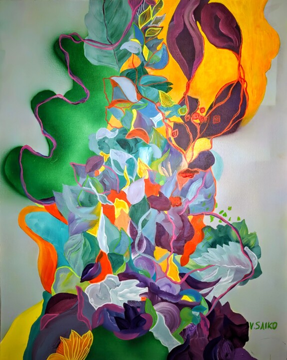 Malerei mit dem Titel "Illusion: Abstract…" von Vera Saiko, Original-Kunstwerk, Acryl Auf Keilrahmen aus Holz montiert