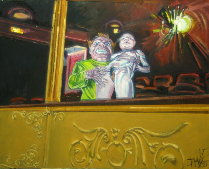 Painting titled "punch and judy" by James Wardroper, Original Artwork, Oil