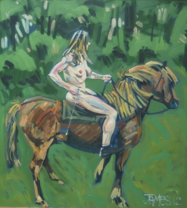 Painting titled "girl with whip" by James Wardroper, Original Artwork, Oil