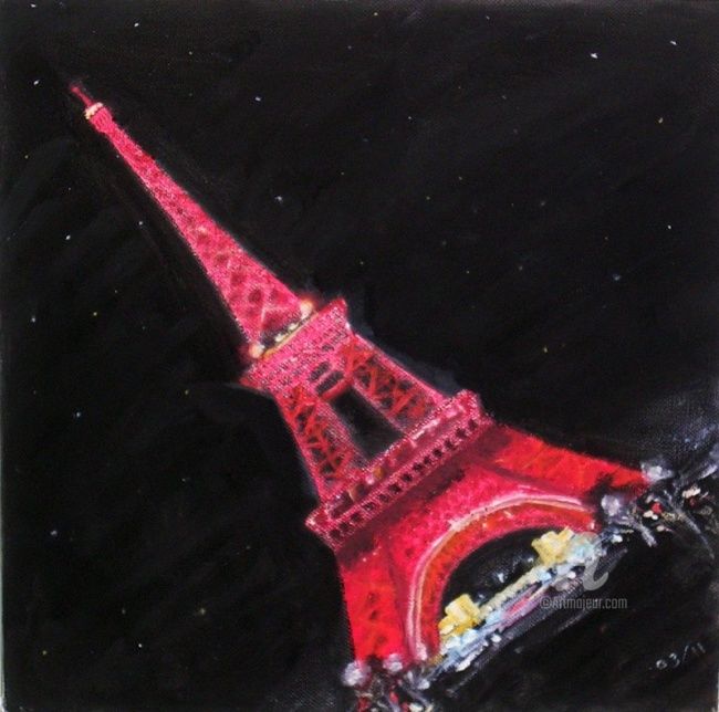 Painting titled "LA TOUR EFFEIL Paris" by Vera, Original Artwork, Oil