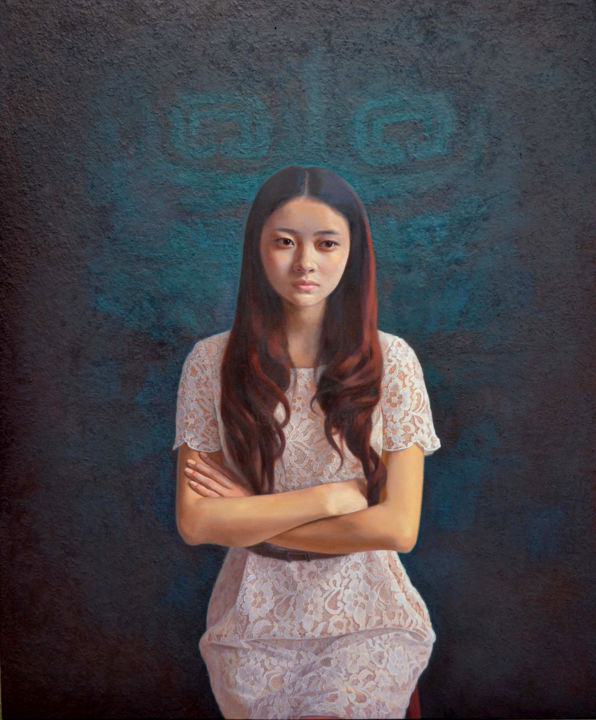 Painting titled "Relic series- the g…" by Chunlei Ni, Original Artwork, Oil