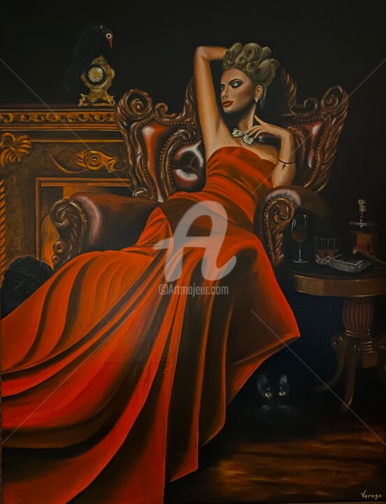 Painting titled "Desire" by Verago, Original Artwork, Oil Mounted on Wood Stretcher frame