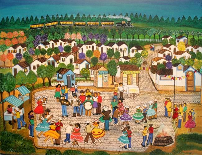 Pintura intitulada "festa junina no int…" por Veramarina, Obras de arte originais, Óleo