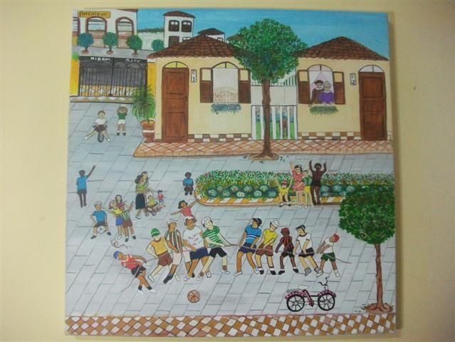 Peinture intitulée "crianças brincando…" par Veramarina, Œuvre d'art originale, Huile