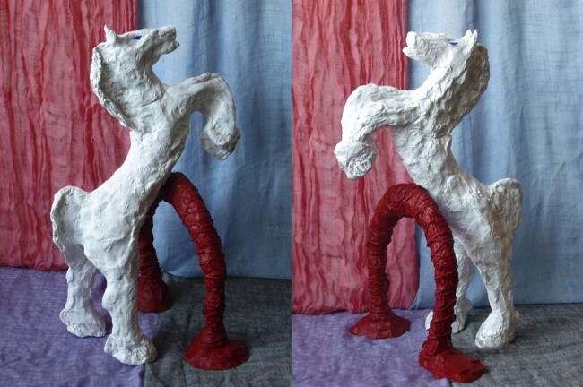 Sculpture titled "White Horse" by Veranika Bo, Original Artwork, Terra cotta