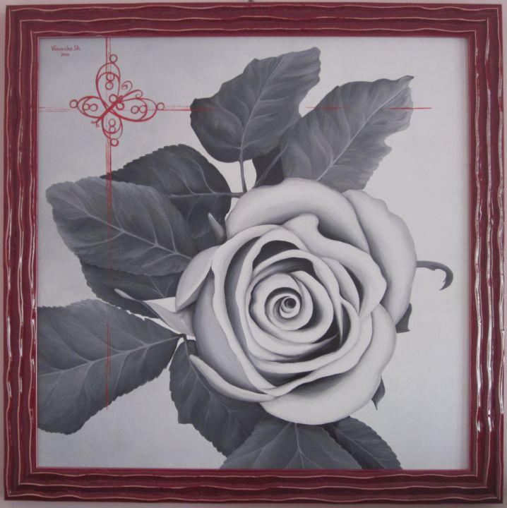 Картина под названием "Rosa Bianca" - Veranikash, Подлинное произведение искусства, Масло