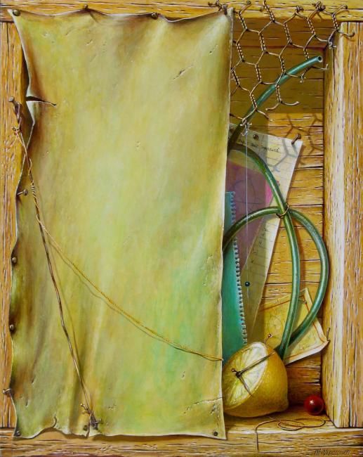 Peinture intitulée "L'énigme du citron…" par Philippe Vercellotti, Œuvre d'art originale, Huile