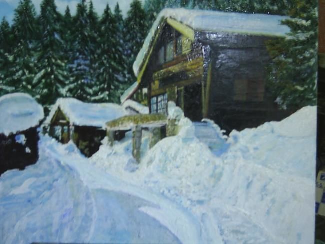 Painting titled "paysage de neige" by Jean Pierre Verdier, Original Artwork