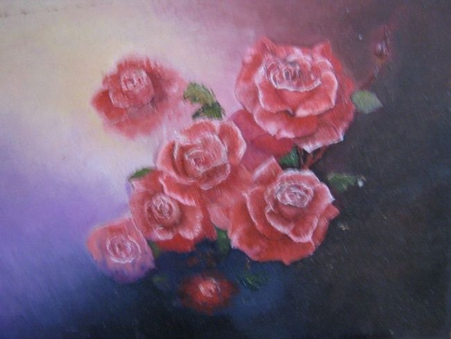 Painting titled "Bouquet de roses" by Jean Pierre Verdier, Original Artwork