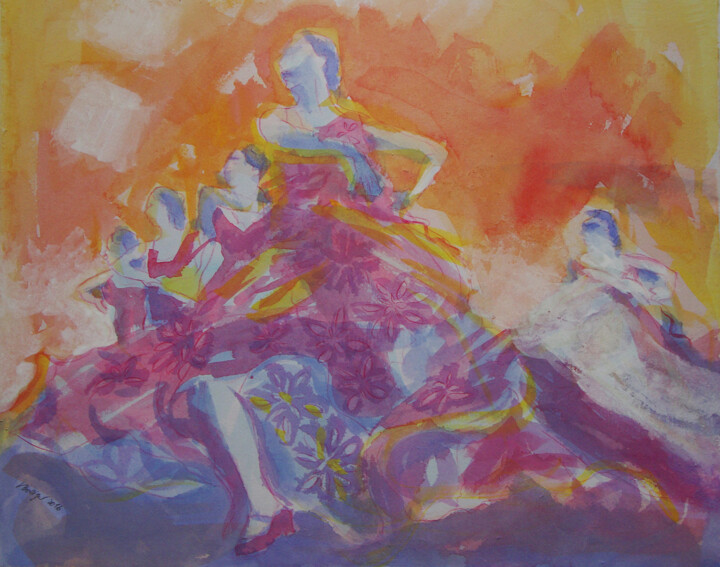 Schilderij getiteld "Tanz / dance" door Verena Bolliger, Origineel Kunstwerk, Gouache