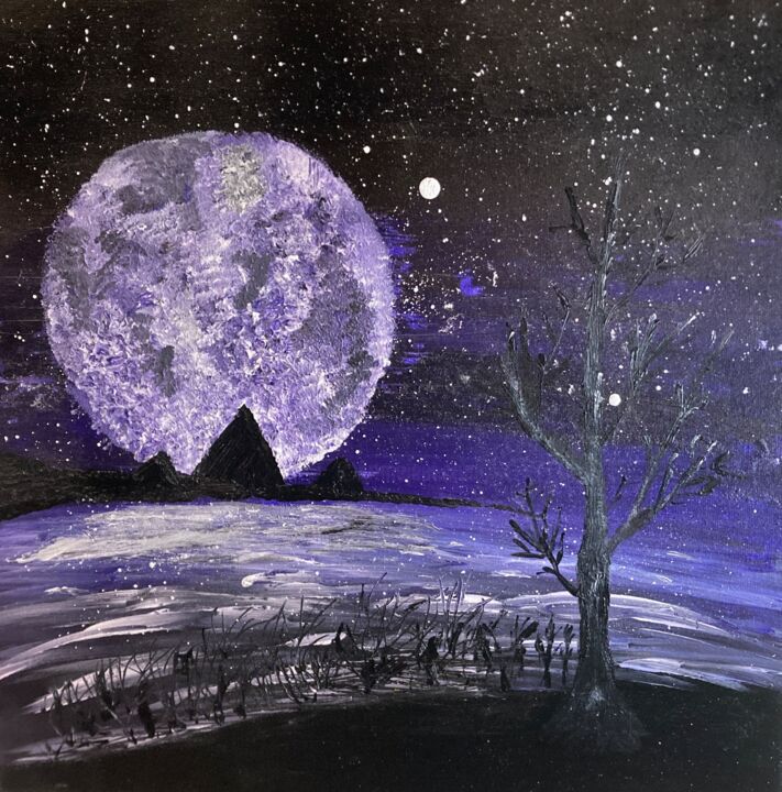 Painting titled "Night" by Verena Schwedler, Original Artwork, Acrylic