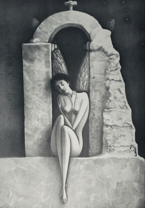 Ζωγραφική με τίτλο "Figures" από Вили Костадинова, Αυθεντικά έργα τέχνης, Γραφίτης