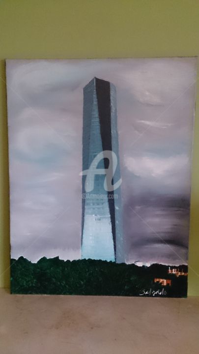 Painting titled "Torre hasta el cielo" by Verkysto Salgado, Original Artwork, Oil