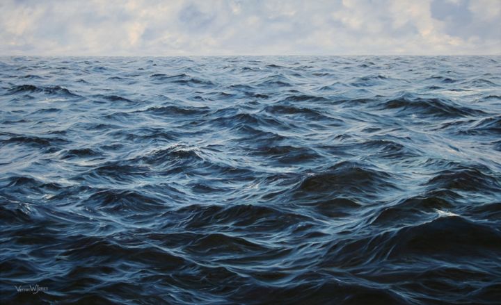 Painting titled ""Deep Blue"" by Vernon W Jones, Original Artwork, Oil