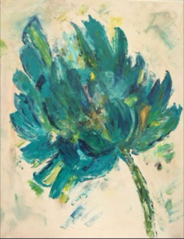 Painting titled "Turquoise" by E Vernyik Art, Original Artwork, Oil