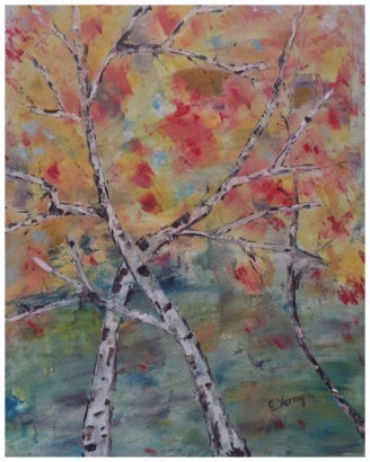 Painting titled "Autumn Embrace" by E Vernyik Art, Original Artwork, Oil