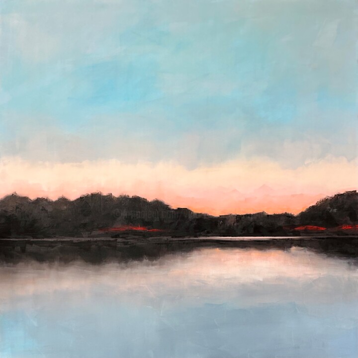 Peinture intitulée "Paysage - L’aube" par Véro Blaise, Œuvre d'art originale, Huile