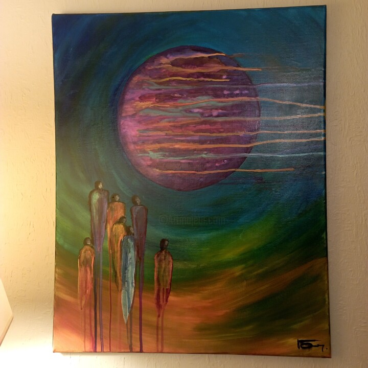 Painting titled "OBSERVATION" by Eden Emotions, Original Artwork, Acrylic