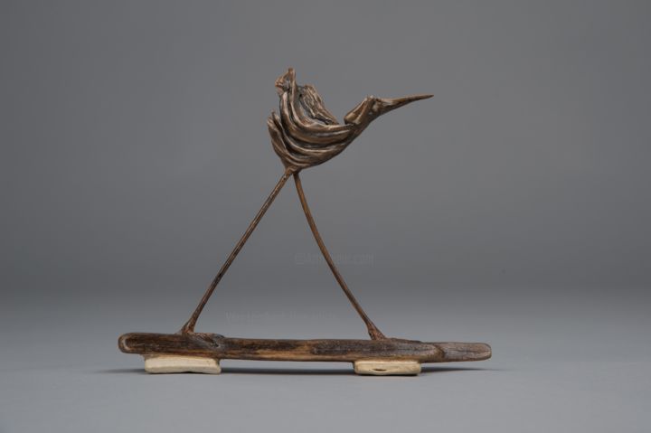 Skulptur mit dem Titel "Sprint" von Véro Lombard, Original-Kunstwerk, Holz