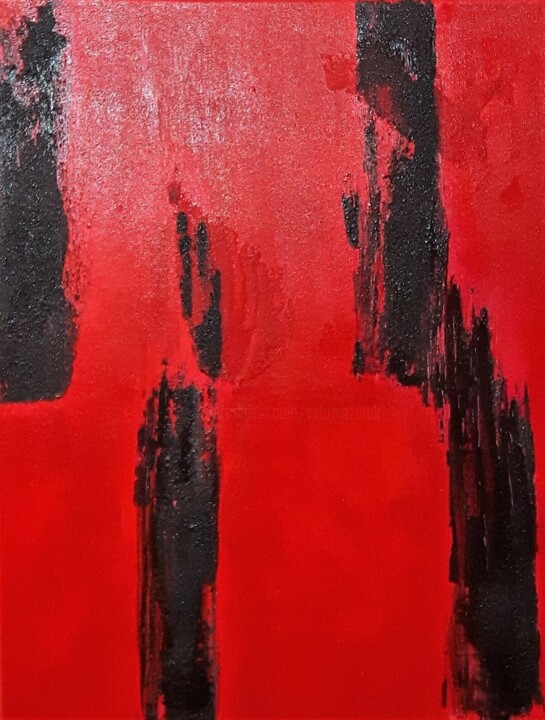 Картина под названием "Solo rouge noir" - Véro Mazurek, Подлинное произведение искусства, Акрил