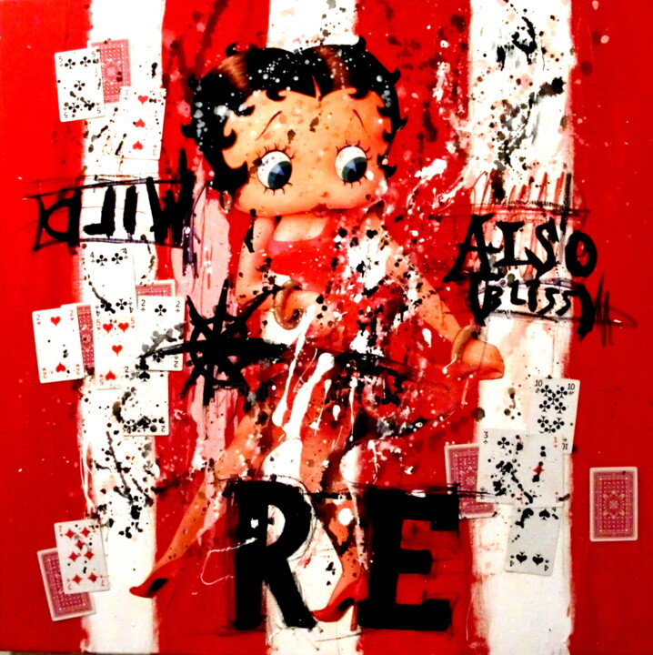 Painting titled "STRIP POKER" by Vero Cristalli, Original Artwork, Collages Mounted on Wood Stretcher frame