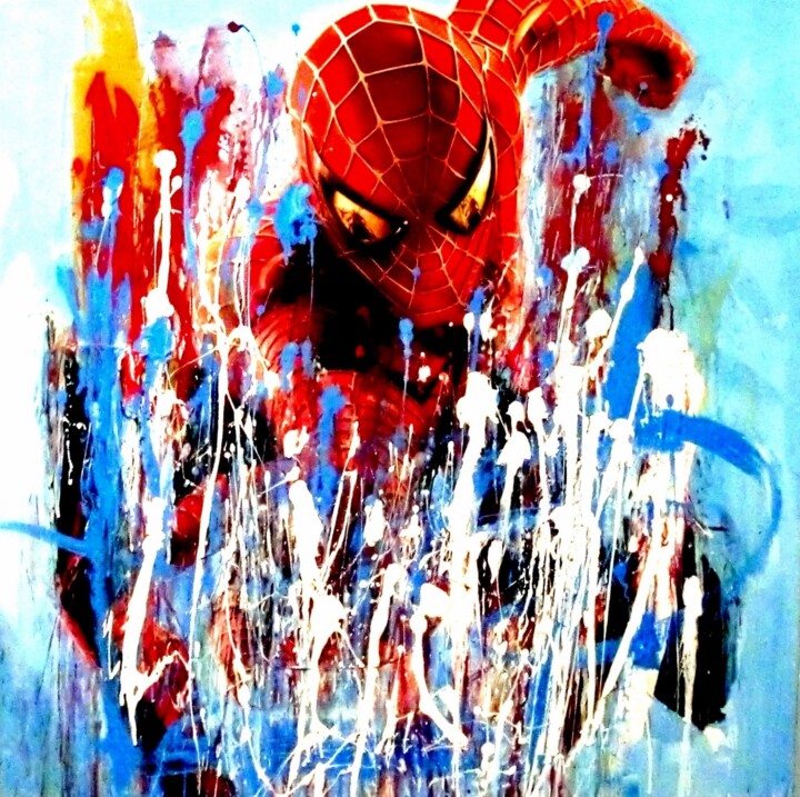 Painting titled "SPIDER COLOR MOOD" by Vero Cristalli, Original Artwork, Collages Mounted on Wood Stretcher frame