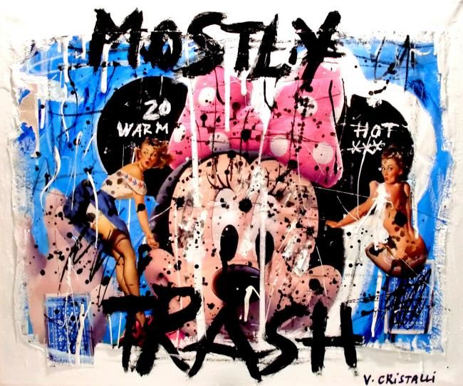 Painting titled "MOSTLY TRASH" by Vero Cristalli, Original Artwork, Oil