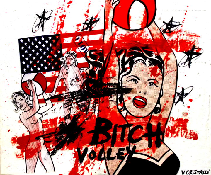 绘画 标题为“BITCH VOLLEY” 由Vero Cristalli, 原创艺术品, 油