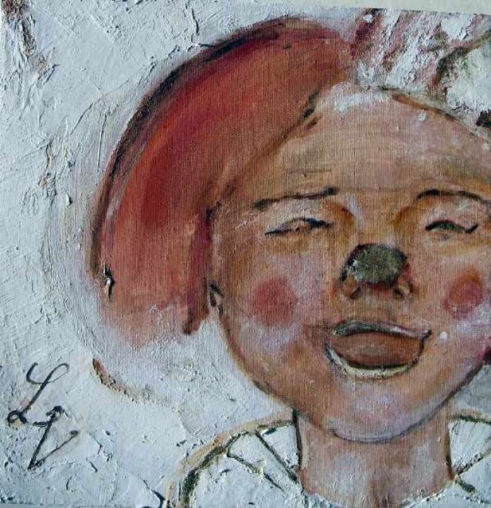 Peinture intitulée "Laughing clown" par Véronique Leveaux, Œuvre d'art originale, Huile