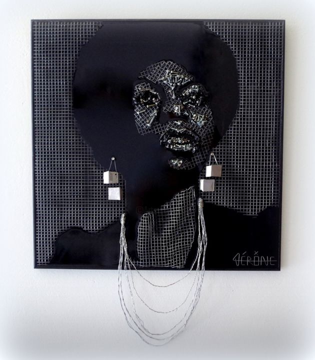 Collages intitulée "Nina Simone" par Vérône, Œuvre d'art originale, Autre