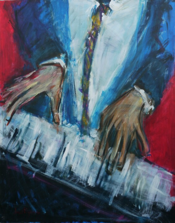Peinture intitulée "Les mains Jazz" par Véronic Martignac, Œuvre d'art originale, Huile Monté sur Châssis en bois