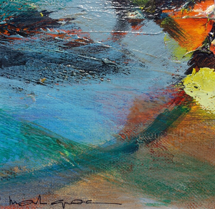 Painting titled "Sunset on the Sea" by Véronic Martignac, Original Artwork, Acrylic