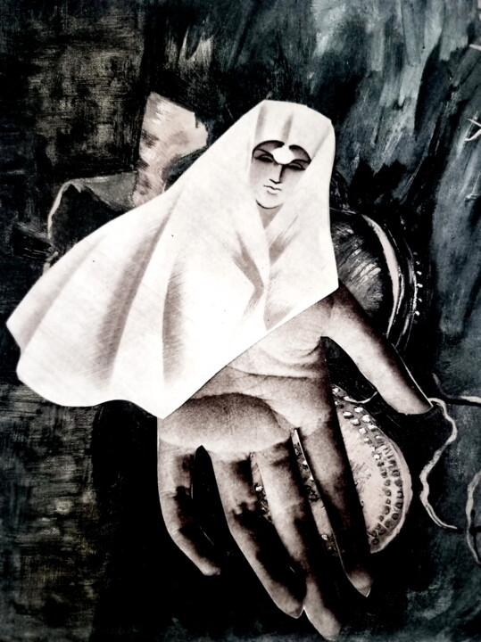 Kolaże zatytułowany „mujer mano” autorstwa Verónica Risalde, Oryginalna praca, Akryl
