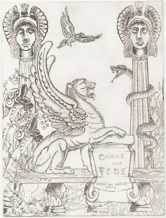 Gravures & estampes intitulée "Souvenir d'un voyag…" par Vsantamariaartist, Œuvre d'art originale, Gravure
