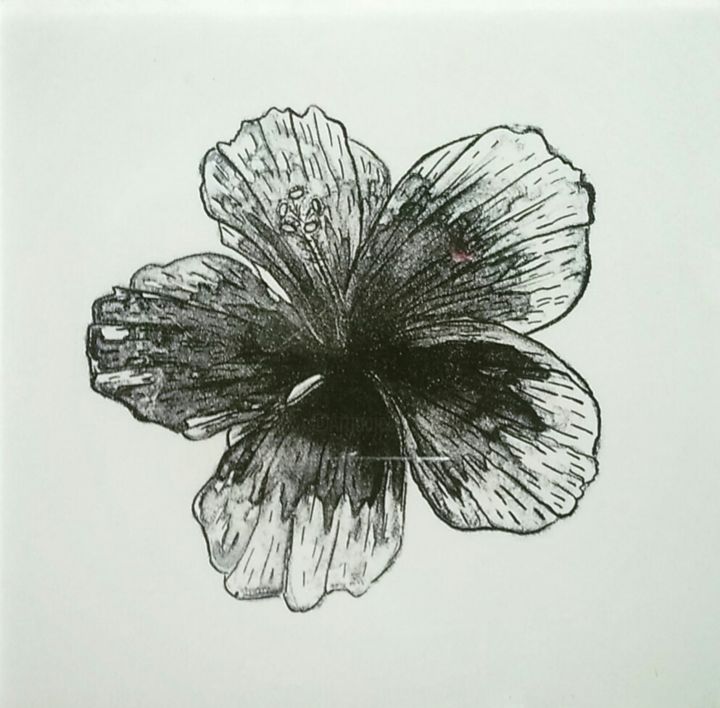 Gravures & estampes intitulée "Fiore/Flower/Fleur" par Vsantamariaartist, Œuvre d'art originale, Lithographie