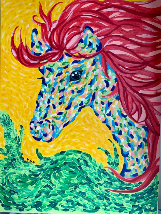 Painting titled "Horse" by Vsy, Original Artwork, Acrylic
