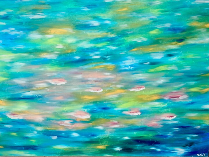 Painting titled "Pond" by Vsy, Original Artwork, Acrylic