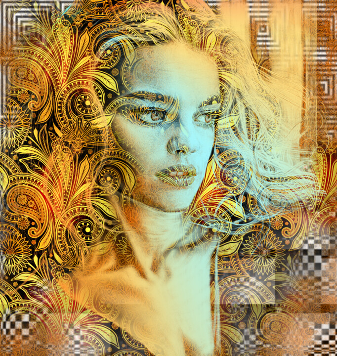 Arts numériques intitulée "Golden Lady" par Veronika K, Œuvre d'art originale, Peinture numérique