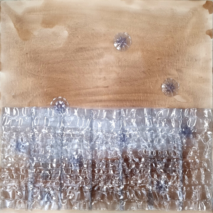 Painting titled "At The Sea" by Veronika Posta, Original Artwork, Acrylic Mounted on Wood Stretcher frame